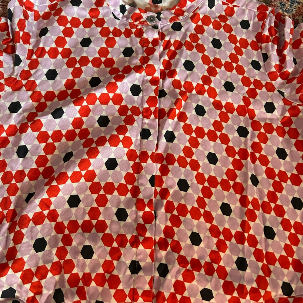 Red and White Tile Pattern Dress - Picture 5 of 6